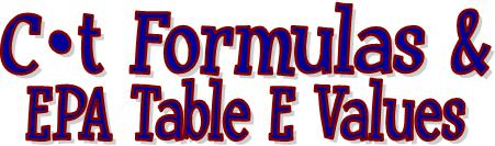 ct formulas EPA Table E